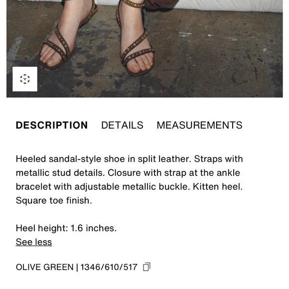 Zara Olive 1.6” Heeled Sandal with Stud Details NWT sz 39/ US 8 Valentino Style - Picture 16 of 16
